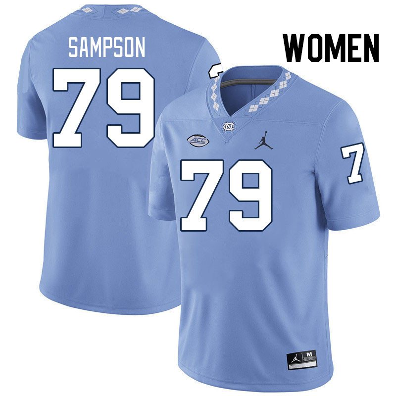 Women #79 Howard Sampson North Carolina Tar Heels College Football Jerseys Stitched-Carolina Blue